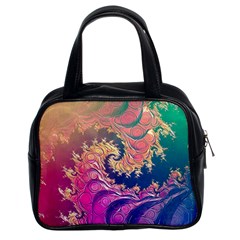 Rainbow Octopus Tentacles In A Fractal Spiral Classic Handbags (2 Sides) by jayaprime