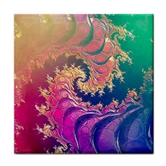 Rainbow Octopus Tentacles in a Fractal Spiral Face Towel