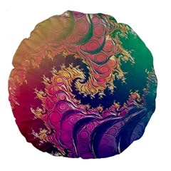 Rainbow Octopus Tentacles in a Fractal Spiral Large 18  Premium Flano Round Cushions