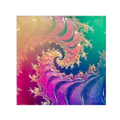 Rainbow Octopus Tentacles in a Fractal Spiral Small Satin Scarf (Square)