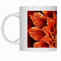 Beautiful Ruby Red Dahlia Fractal Lotus Flower White Mugs by jayaprime