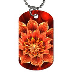 Beautiful Ruby Red Dahlia Fractal Lotus Flower Dog Tag (one Side) by jayaprime