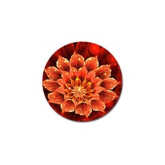 Beautiful Ruby Red Dahlia Fractal Lotus Flower Golf Ball Marker (10 Pack) by jayaprime