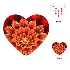 Beautiful Ruby Red Dahlia Fractal Lotus Flower Playing Cards (heart)  by jayaprime