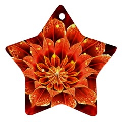 Beautiful Ruby Red Dahlia Fractal Lotus Flower Star Ornament (two Sides) by jayaprime