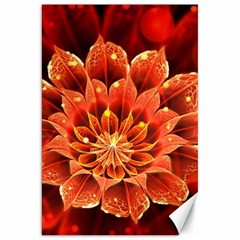 Beautiful Ruby Red Dahlia Fractal Lotus Flower Canvas 20  X 30   by jayaprime