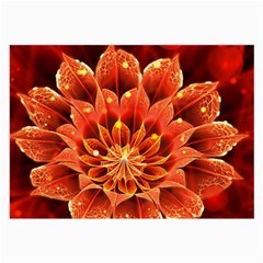 Beautiful Ruby Red Dahlia Fractal Lotus Flower Large Glasses Cloth (2-side) by jayaprime