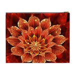 Beautiful Ruby Red Dahlia Fractal Lotus Flower Cosmetic Bag (XL) Back