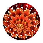 Beautiful Ruby Red Dahlia Fractal Lotus Flower Ornament (Round Filigree) Front