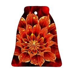 Beautiful Ruby Red Dahlia Fractal Lotus Flower Ornament (bell) by jayaprime