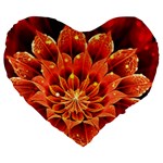 Beautiful Ruby Red Dahlia Fractal Lotus Flower Large 19  Premium Heart Shape Cushions Front