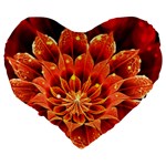 Beautiful Ruby Red Dahlia Fractal Lotus Flower Large 19  Premium Heart Shape Cushions Back