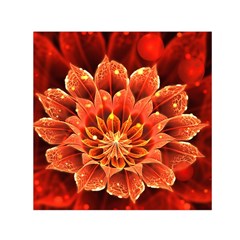 Beautiful Ruby Red Dahlia Fractal Lotus Flower Small Satin Scarf (square) by jayaprime