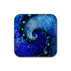 Nocturne Of Scorpio, A Fractal Spiral Painting Rubber Coaster (square)  by jayaprime