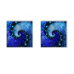 Nocturne Of Scorpio, A Fractal Spiral Painting Cufflinks (square) by jayaprime