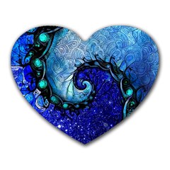 Nocturne Of Scorpio, A Fractal Spiral Painting Heart Mousepads by jayaprime