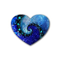 Nocturne Of Scorpio, A Fractal Spiral Painting Heart Coaster (4 Pack)  by jayaprime