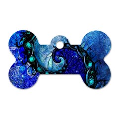 Nocturne Of Scorpio, A Fractal Spiral Painting Dog Tag Bone (two Sides) by jayaprime