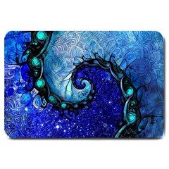 Nocturne Of Scorpio, A Fractal Spiral Painting Large Doormat  by jayaprime