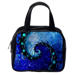 Nocturne Of Scorpio, A Fractal Spiral Painting Classic Handbags (one Side) by jayaprime