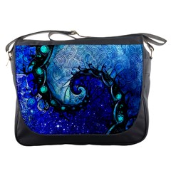 Nocturne Of Scorpio, A Fractal Spiral Painting Messenger Bags by jayaprime