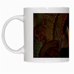 Wonderful Steampunk Women With Clocks And Gears White Mugs