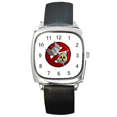 No Nuclear Weapons Square Metal Watch by Valentinaart