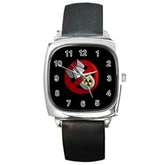 No Nuclear Weapons Square Metal Watch by Valentinaart