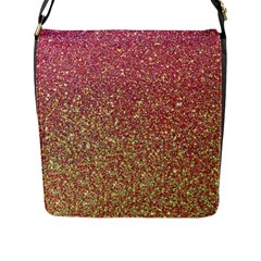 Rose Gold Sparkly Glitter Texture Pattern Flap Messenger Bag (l)  by paulaoliveiradesign