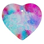 Pink and Purple Galaxy Watercolor Background  Ornament (Heart) Front