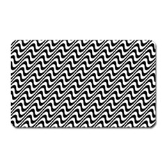 Black And White Waves Illusion Pattern Magnet (rectangular)