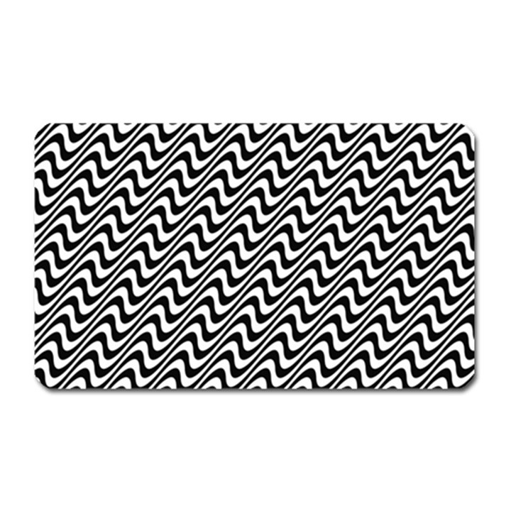 Black And White Waves Illusion Pattern Magnet (Rectangular)