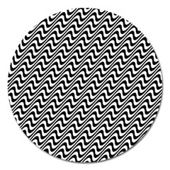 Black And White Waves Illusion Pattern Magnet 5  (round) by paulaoliveiradesign