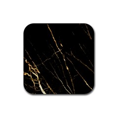 Black Marble Rubber Square Coaster (4 Pack)  by NouveauDesign