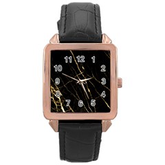 Black Marble Rose Gold Leather Watch  by NouveauDesign