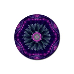 Beautiful Hot Pink And Gray Fractal Anemone Kisses Rubber Round Coaster (4 Pack)  by jayaprime