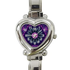 Beautiful Hot Pink And Gray Fractal Anemone Kisses Heart Italian Charm Watch by jayaprime