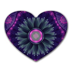 Beautiful Hot Pink And Gray Fractal Anemone Kisses Heart Mousepads by jayaprime