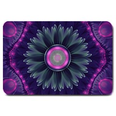 Beautiful Hot Pink And Gray Fractal Anemone Kisses Large Doormat  by jayaprime