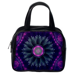 Beautiful Hot Pink And Gray Fractal Anemone Kisses Classic Handbags (one Side) by jayaprime