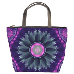Beautiful Hot Pink And Gray Fractal Anemone Kisses Bucket Bags by jayaprime