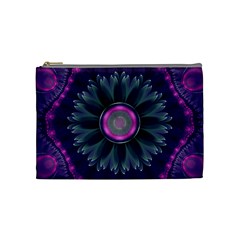 Beautiful Hot Pink And Gray Fractal Anemone Kisses Cosmetic Bag (medium)  by jayaprime