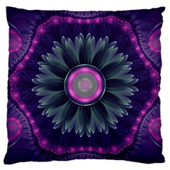 Beautiful Hot Pink And Gray Fractal Anemone Kisses Large Cushion Case (one Side) by jayaprime