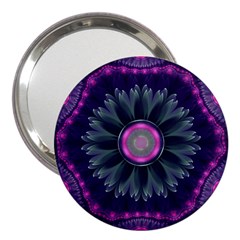 Beautiful Hot Pink And Gray Fractal Anemone Kisses 3  Handbag Mirrors by jayaprime