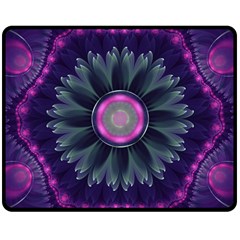 Beautiful Hot Pink And Gray Fractal Anemone Kisses Double Sided Fleece Blanket (medium)  by jayaprime