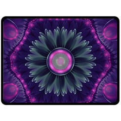 Beautiful Hot Pink And Gray Fractal Anemone Kisses Double Sided Fleece Blanket (large)  by jayaprime