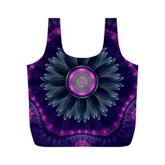 Beautiful Hot Pink And Gray Fractal Anemone Kisses Full Print Recycle Bags (m)  by jayaprime