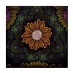 Abloom in Autumn Leaves with Faded Fractal Flowers Tile Coasters Front