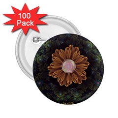 Abloom In Autumn Leaves With Faded Fractal Flowers 2 25  Buttons (100 Pack) 