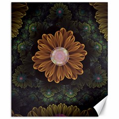 Abloom In Autumn Leaves With Faded Fractal Flowers Canvas 8  X 10  by jayaprime